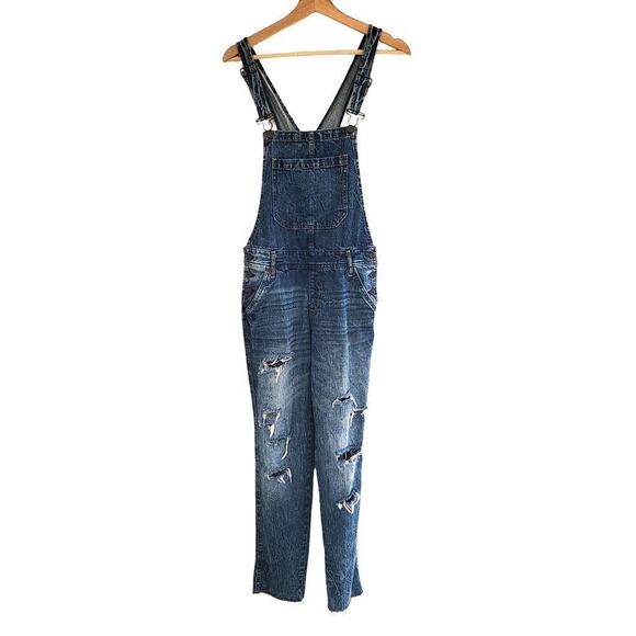 Aeropostale Denim Jean Distressed BIB Overalls Pants Size S - Picture 1 of 11
